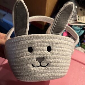 T.J.Maxx White and Gray Bunny Basket